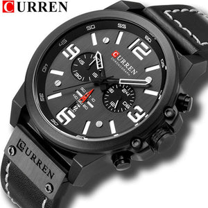 CURREN Top Luxury Brand Men's Military Waterproof Leather Sport Quartz Watches Chronograph Date Fashion Casual Men's Clock 8314