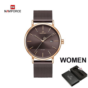 Luxury NAVIFORCE Lover's Watches for Men and Women Simple Casual Quartz Wristwatch waterproof Date Clock Couple Watch gift 2019