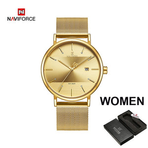 Luxury NAVIFORCE Lover's Watches for Men and Women Simple Casual Quartz Wristwatch waterproof Date Clock Couple Watch gift 2019