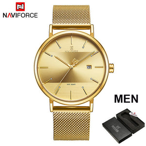 Luxury NAVIFORCE Lover's Watches for Men and Women Simple Casual Quartz Wristwatch waterproof Date Clock Couple Watch gift 2019