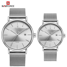 Load image into Gallery viewer, Newest Lover&#39;s Watches NAVIFORCE Quartz Simple Clock Men Women Waterproof Full Steel Couple Wristwatches Relogio Masculino 2019