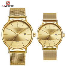 Load image into Gallery viewer, Newest Lover&#39;s Watches NAVIFORCE Quartz Simple Clock Men Women Waterproof Full Steel Couple Wristwatches Relogio Masculino 2019