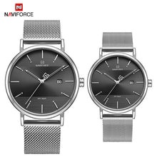 Load image into Gallery viewer, Newest Lover&#39;s Watches NAVIFORCE Quartz Simple Clock Men Women Waterproof Full Steel Couple Wristwatches Relogio Masculino 2019