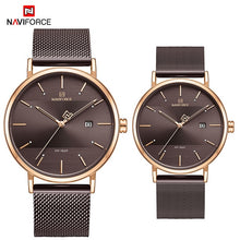 Load image into Gallery viewer, Newest Lover&#39;s Watches NAVIFORCE Quartz Simple Clock Men Women Waterproof Full Steel Couple Wristwatches Relogio Masculino 2019