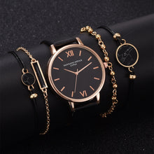 Load image into Gallery viewer, 5pcs Set Top Style Fashion Women&#39;s Luxury Leather Band Analog Quartz WristWatch Ladies Watch Women Dress Reloj Mujer Black Clock