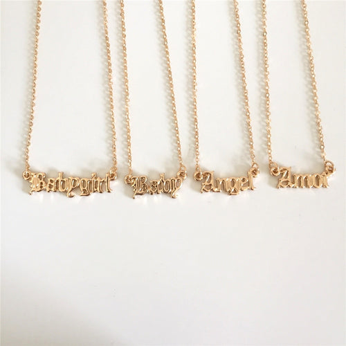 High Quality 2019 New Fashion Jewelry Gold Babygirl Letter Necklace Name Pendants Lovely Gift for the Mom