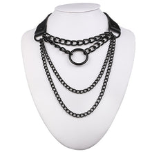 Load image into Gallery viewer, Gothic Lock Chain necklace multilayer Punk choker collar goth pendant necklace women black leather emo Kawaii witch rave jewelry