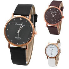 Load image into Gallery viewer, Fashion Women&#39;s Diamond Simple Watch Case Leather Band Round Dial Quartz Wrist Watch Small Diamond Relogio Feminino