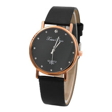 Load image into Gallery viewer, Fashion Women&#39;s Diamond Simple Watch Case Leather Band Round Dial Quartz Wrist Watch Small Diamond Relogio Feminino