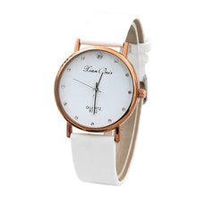 Load image into Gallery viewer, Fashion Women&#39;s Diamond Simple Watch Case Leather Band Round Dial Quartz Wrist Watch Small Diamond Relogio Feminino