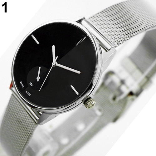 Women's Men's Classic Quartz Stainless Steel Mesh Band Wrist Watch Lover's Gift