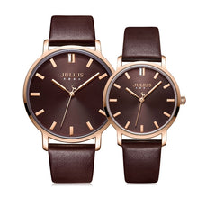 Load image into Gallery viewer, Classic Men&#39;s Watch Women&#39;s Watch Japan Quartz Couple Hours Fashion Real Leather Bracelet Lover&#39;s Birthday Gift Julius Box