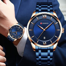 Load image into Gallery viewer, Curren Quartz Men&#39;s Watch Top Brand Luxury Blue Steel Water Resistant Mens Watches Date Man Watch Analog Wristwatch Mens Clock