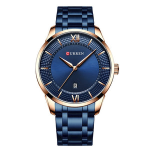 Curren Quartz Men's Watch Top Brand Luxury Blue Steel Water Resistant Mens Watches Date Man Watch Analog Wristwatch Mens Clock