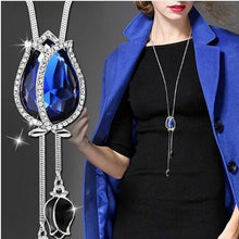 Load image into Gallery viewer, BYSPT Collier Femme Long Gray Crystal Necklaces &amp; Pendants for Women Round Statement Necklace Maxi Colar Chain Fashion Jewelry