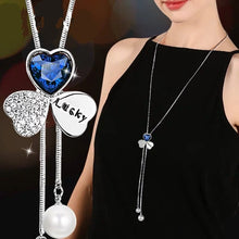 Load image into Gallery viewer, BYSPT Collier Femme Long Gray Crystal Necklaces &amp; Pendants for Women Round Statement Necklace Maxi Colar Chain Fashion Jewelry