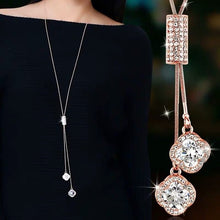 Load image into Gallery viewer, BYSPT Collier Femme Long Gray Crystal Necklaces &amp; Pendants for Women Round Statement Necklace Maxi Colar Chain Fashion Jewelry