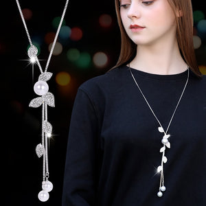 BYSPT Collier Femme Long Gray Crystal Necklaces & Pendants for Women Round Statement Necklace Maxi Colar Chain Fashion Jewelry