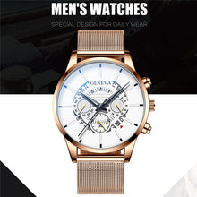 Load image into Gallery viewer, Luxury Men&#39;s Fashion Business Calendar Watches Blue Stainless Steel Mesh Belt Analog Quartz Watch relogio masculino