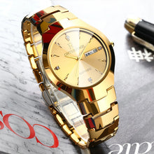 Load image into Gallery viewer, ONTHEEDGE Brand luxury Premium Tungsten Steel Round Dial Men Quartz Watch Couple Stainless Steel Band Business Mens watches Gift