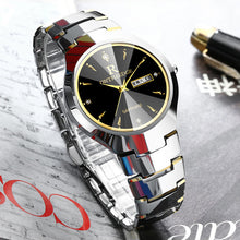 Load image into Gallery viewer, ONTHEEDGE Brand luxury Premium Tungsten Steel Round Dial Men Quartz Watch Couple Stainless Steel Band Business Mens watches Gift