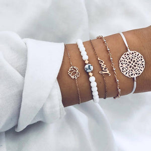 30 Styles Bohemian Bracelet Set For women Shell Star Map lotus pineapple Heart Natural stone Beads chains Bangle Boho Jewelry