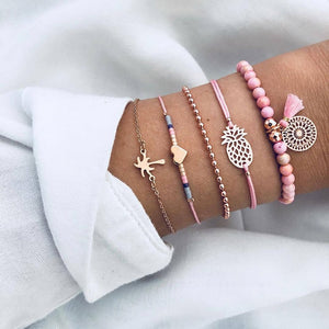 30 Styles Bohemian Bracelet Set For women Shell Star Map lotus pineapple Heart Natural stone Beads chains Bangle Boho Jewelry