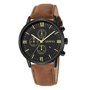 Fashion Geneva Men Date Alloy Case Synthetic Leather Analog Quartz Sport Watch Male Clock Top Brand Luxury Relogio Masculino D30