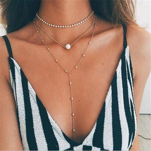 2019 Fashion Sequins Multi Layer long Necklaces Pendant Bohemian Pendant Necklace for Women Bijoux Jewelry Accessories