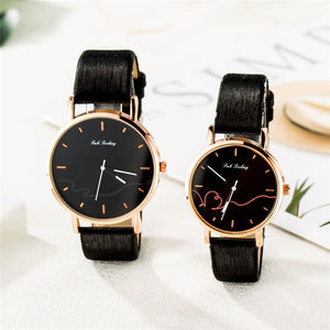 WJ-8733 Fashion Couple Watch Casual Leather Strap Wristwatch For Man Women Watches Simple Classic Lover's Wrist Watches Quartz