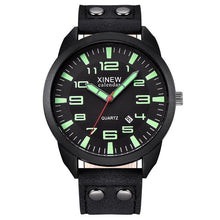 Load image into Gallery viewer, XINEW Watch Men Leather Strap Simple Calendar Luminous Dial Outdoor Men&#39;s Quartz Watch Men&#39;s Quartz Watch Relogio Masculino