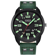 Load image into Gallery viewer, XINEW Watch Men Leather Strap Simple Calendar Luminous Dial Outdoor Men&#39;s Quartz Watch Men&#39;s Quartz Watch Relogio Masculino