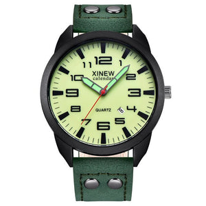 XINEW Watch Men Leather Strap Simple Calendar Luminous Dial Outdoor Men's Quartz Watch Men's Quartz Watch Relogio Masculino