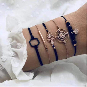 20 Styles Women Girls Mix Round alloy Crystal Marble Charm Bracelets Fashion Boho Heart Shell Letter Bracelets Sets Jewelry Gift