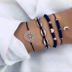 20 Styles Women Girls Mix Round alloy Crystal Marble Charm Bracelets Fashion Boho Heart Shell Letter Bracelets Sets Jewelry Gift