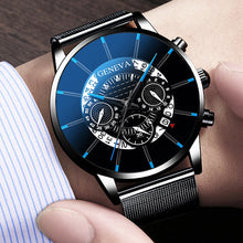 Load image into Gallery viewer, GENEVA TOP Brand Luxury Watch Men Fashion Business Calendar Stainless Steel Quartz Wrist Watch Male Clock relogio masculino