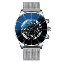 Load image into Gallery viewer, GENEVA TOP Brand Luxury Watch Men Fashion Business Calendar Stainless Steel Quartz Wrist Watch Male Clock relogio masculino