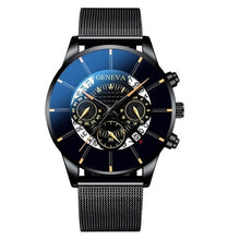 Load image into Gallery viewer, GENEVA TOP Brand Luxury Watch Men Fashion Business Calendar Stainless Steel Quartz Wrist Watch Male Clock relogio masculino