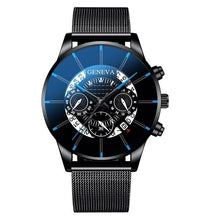 Load image into Gallery viewer, GENEVA TOP Brand Luxury Watch Men Fashion Business Calendar Stainless Steel Quartz Wrist Watch Male Clock relogio masculino