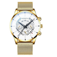 Load image into Gallery viewer, GENEVA TOP Brand Luxury Watch Men Fashion Business Calendar Stainless Steel Quartz Wrist Watch Male Clock relogio masculino