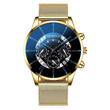 Load image into Gallery viewer, GENEVA TOP Brand Luxury Watch Men Fashion Business Calendar Stainless Steel Quartz Wrist Watch Male Clock relogio masculino