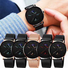 Load image into Gallery viewer, New Men&#39;s Watch Luxury Quartz Alloy Mesh  Multicolor Pointer Mysterious Black Male Business Simple Clock relogio masculino