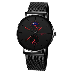 New Men's Watch Luxury Quartz Alloy Mesh  Multicolor Pointer Mysterious Black Male Business Simple Clock relogio masculino