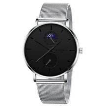 Load image into Gallery viewer, New Men&#39;s Watch Luxury Quartz Alloy Mesh  Multicolor Pointer Mysterious Black Male Business Simple Clock relogio masculino