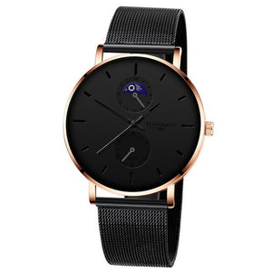 New Men's Watch Luxury Quartz Alloy Mesh  Multicolor Pointer Mysterious Black Male Business Simple Clock relogio masculino