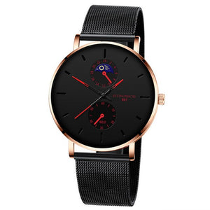 New Men's Watch Luxury Quartz Alloy Mesh  Multicolor Pointer Mysterious Black Male Business Simple Clock relogio masculino