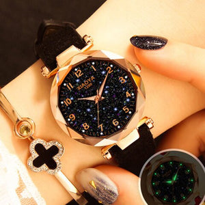 Fashion Women Watches 2019 Best Sell Star Sky Dial Clock Luxury Rose Gold Women's Bracelet Quartz Wrist Watches New Dropshipping