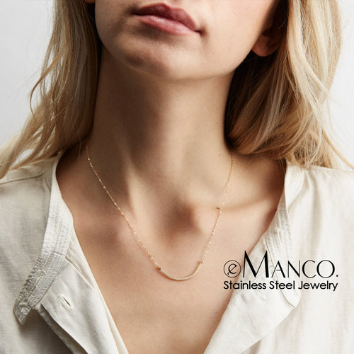 eManco women statement stainless steel necklace for women simple Thin chain necklace choker necklace luxury designer jewelry