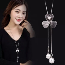 Load image into Gallery viewer, BYSPT Collier Femme Long Gray Crystal Necklaces &amp; Pendants for Women Round Statement Necklace Maxi Colar Chain Fashion Jewelry