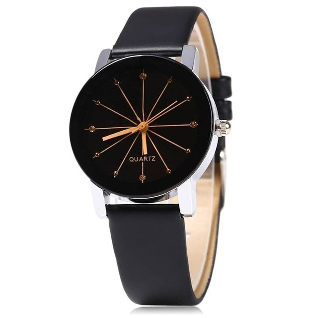 Hot Classic Black Leather Lover's Watches Best Couple Gifts For Lovers Geometric Quartz Luxury Band Wristwatch Drop Ship